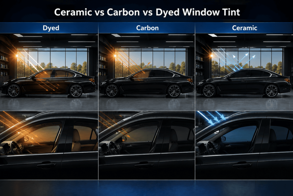 Side-by-Side Comparison: Ceramic vs Carbon vs Dyed Tint